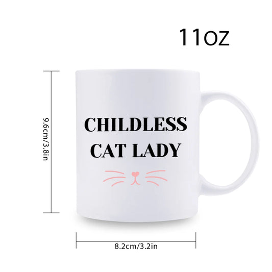 1pc 3A grade 11 oz childless cat lady ceramic coffee water mug