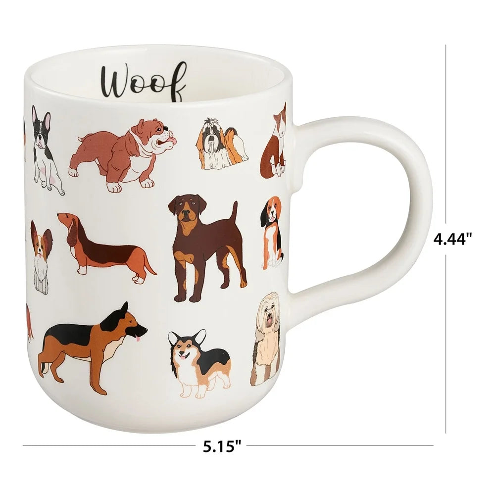 Whimsical Stoneware Dog Mug 4 Pack