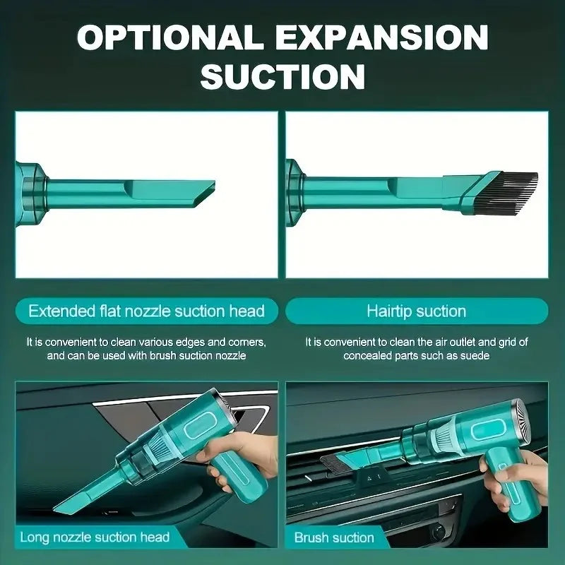 Powerful Cordless Handheld Vacuum for Car, Home, Pet Hair, Rechargeable, Portable Dustbuster, Strong Suction, Quick Charge, 2-in