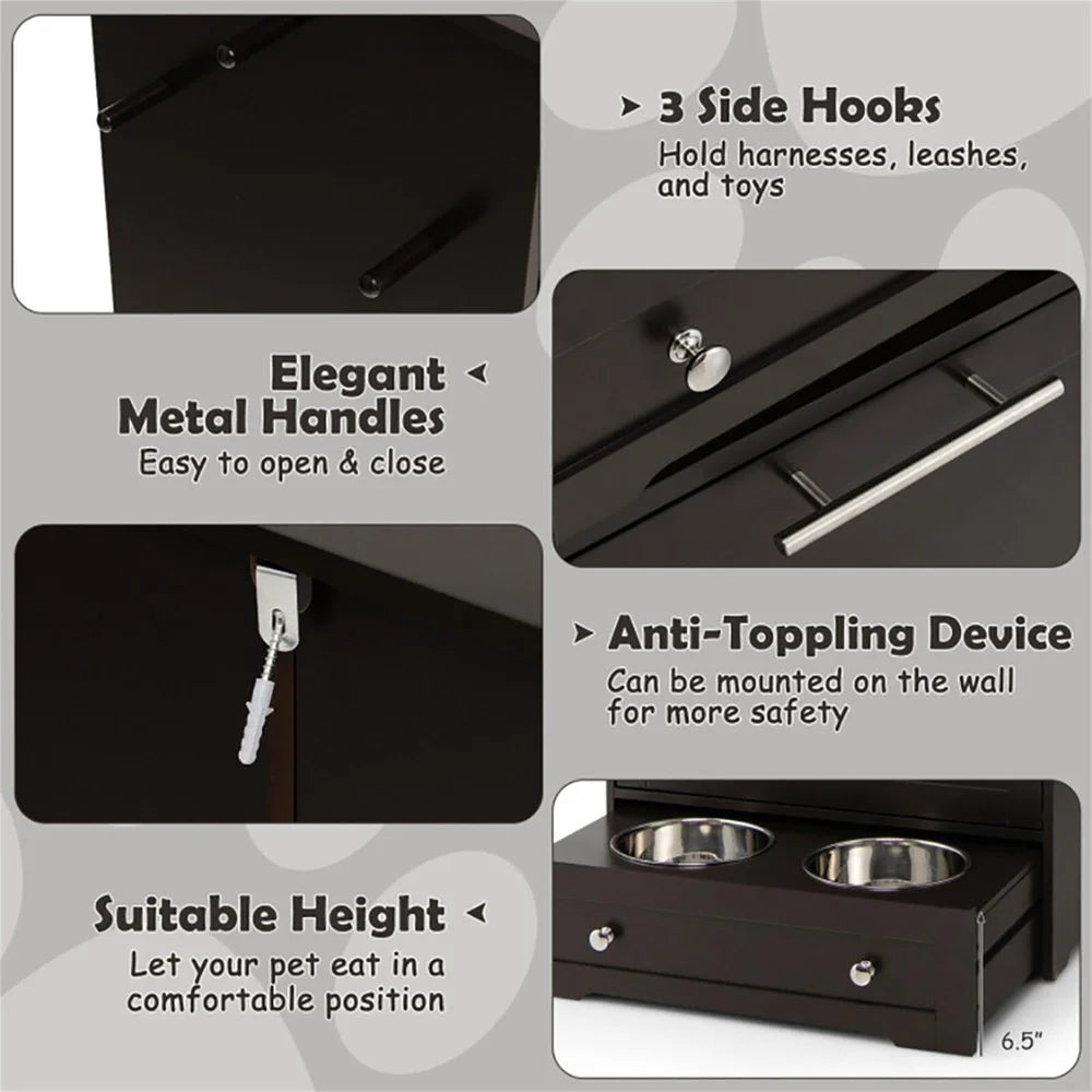 Modern Dog Feeder Station with 2 Elevated Bowls