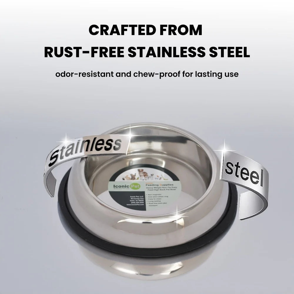 2-Pack Heavy Weight Non-Skid Stainless Steel Pet Bowl Set