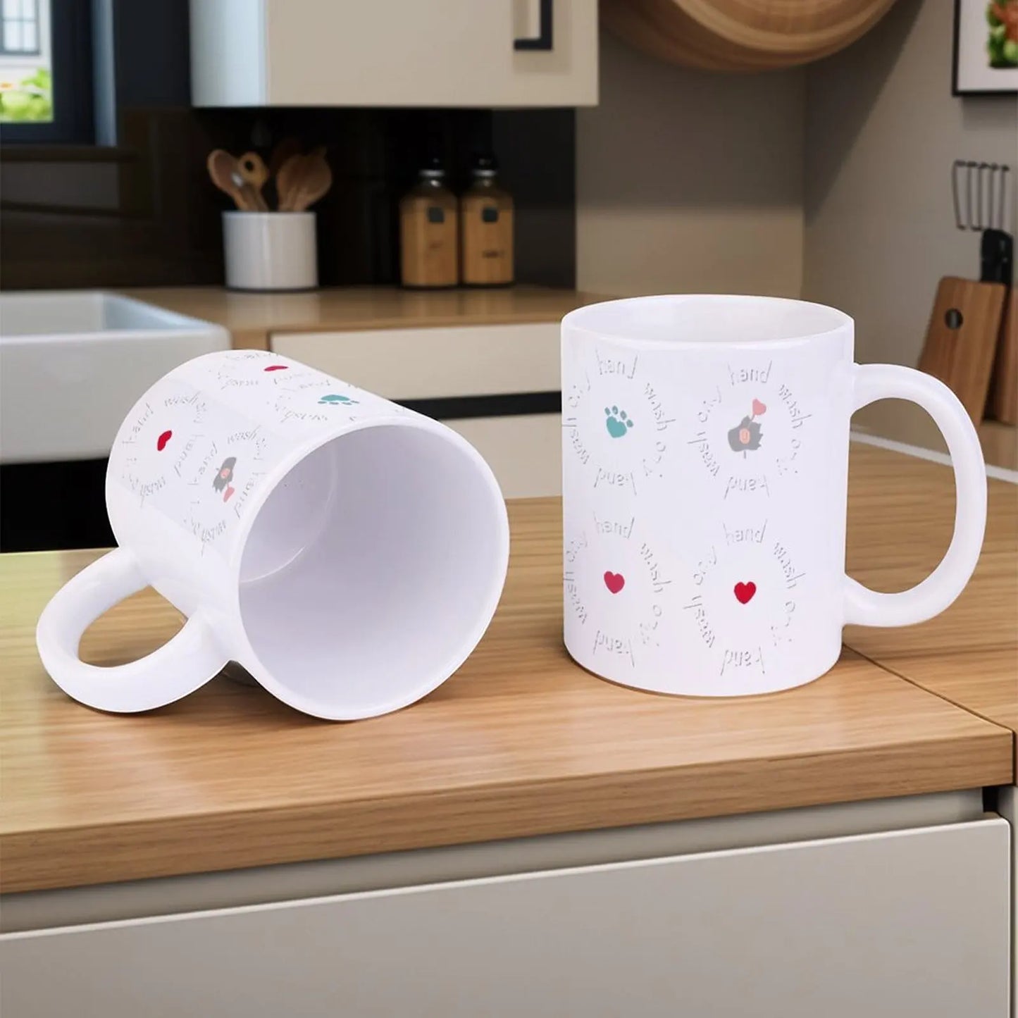 Stickers With A Cat And Paw Prints, 330ml Custom Mug