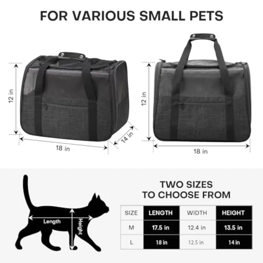 JUNGYOUN Premium Cat Carrier Pet Carrier for Cat Small Dogs up to 15lbs Airline Approved Travel Dog Carrier with AntiEscape Zip