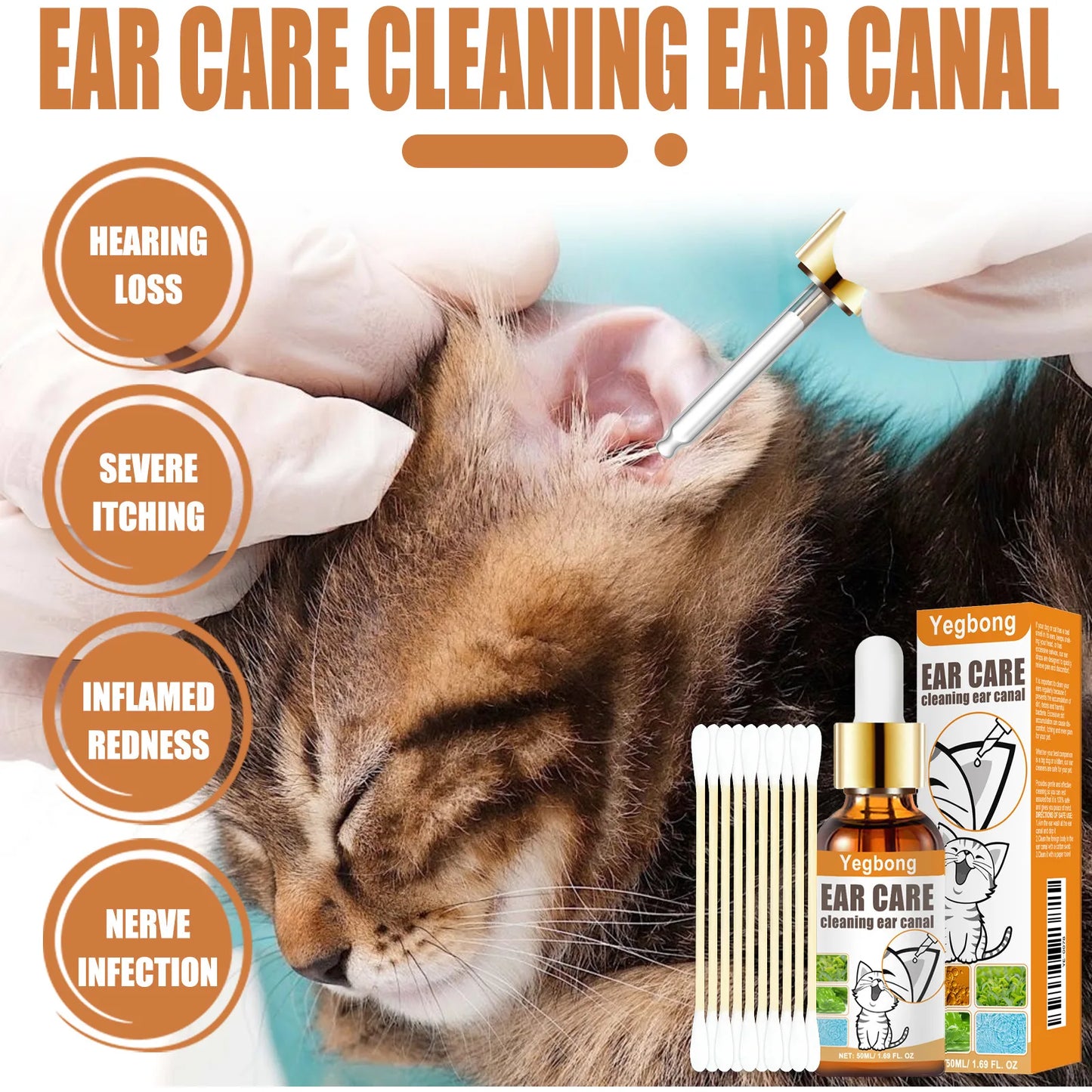 Yegbong 50ml Pet Ear Mite Cleaner