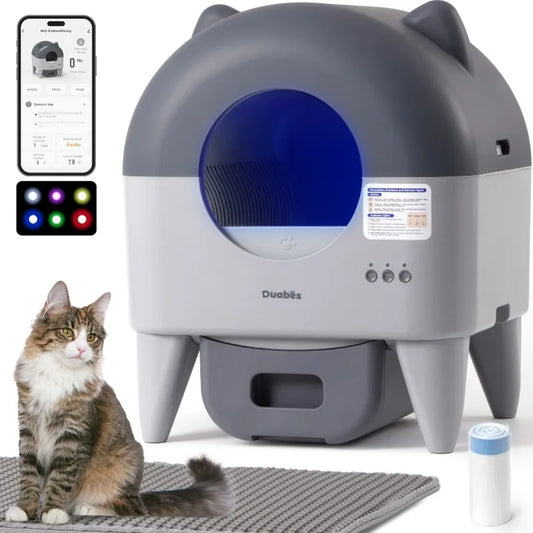 Extra Large Self Cleaning Litter Box with APP Control Odor Control for Multi-Cat Compatible