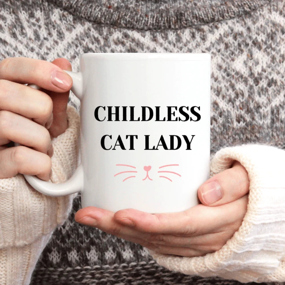 1pc 3A grade 11 oz childless cat lady  ceramic coffee water mug