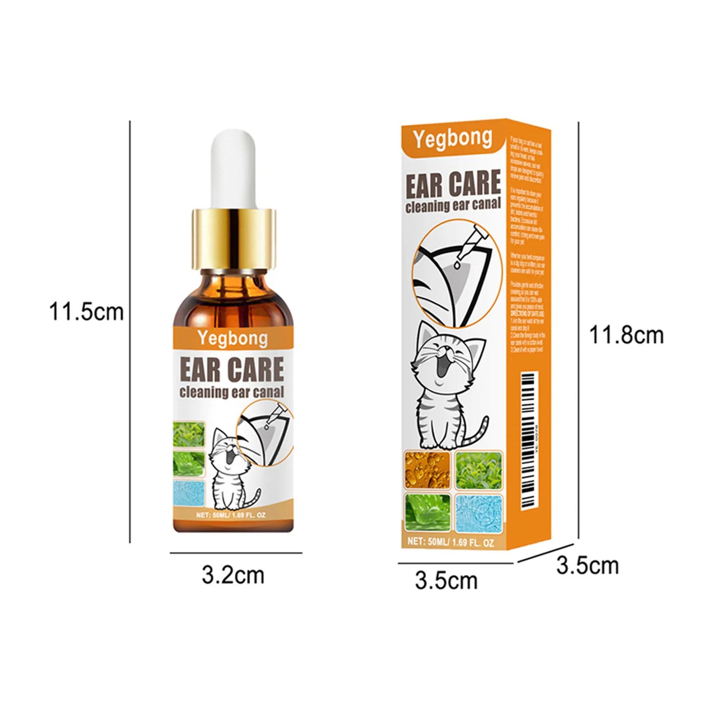 Yegbong 50ml Pet Ear Mite Cleaner
