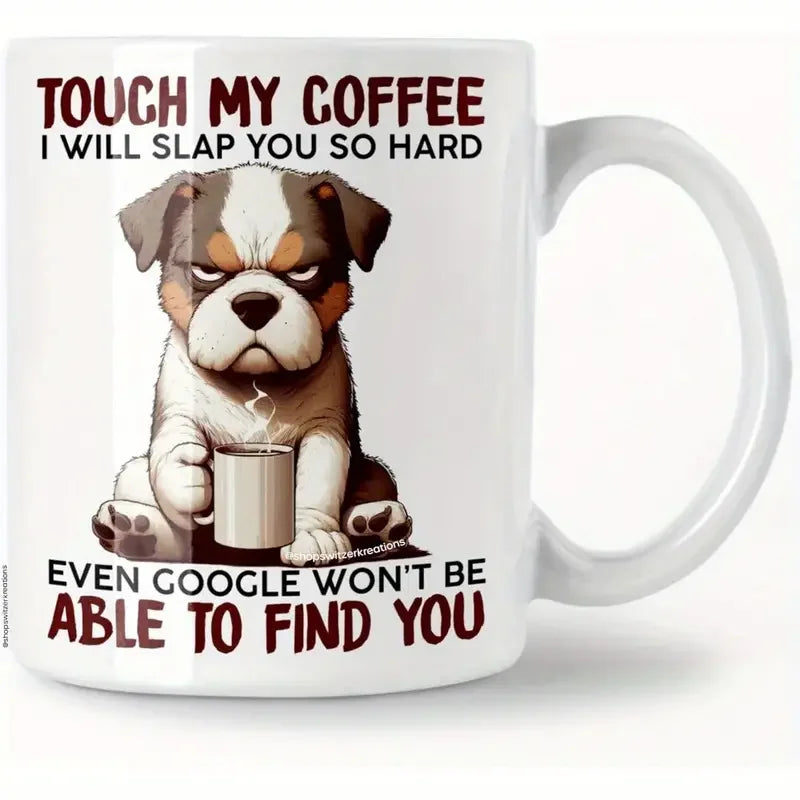 1pc 3A grade 11oz ceramic White Ceramic Coffee Mug With Dog Pattern