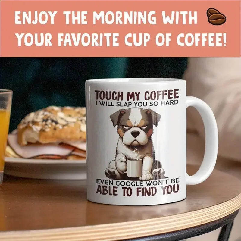 1pc 3A grade 11oz ceramic White Ceramic Coffee Mug With Dog Pattern