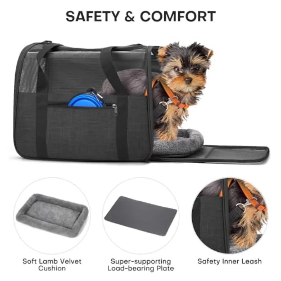 JUNGYOUN Premium Cat Carrier Pet Carrier for Cat Small Dogs up to 15lbs Airline Approved Travel Dog Carrier with AntiEscape Zip