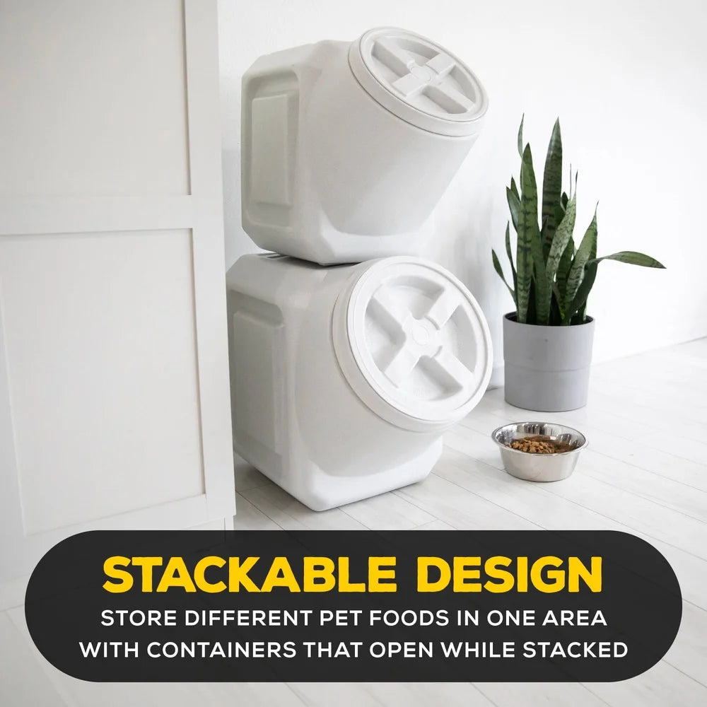 Stackable Plastic Pet Food Storage Container Airtight 40lb Capacity