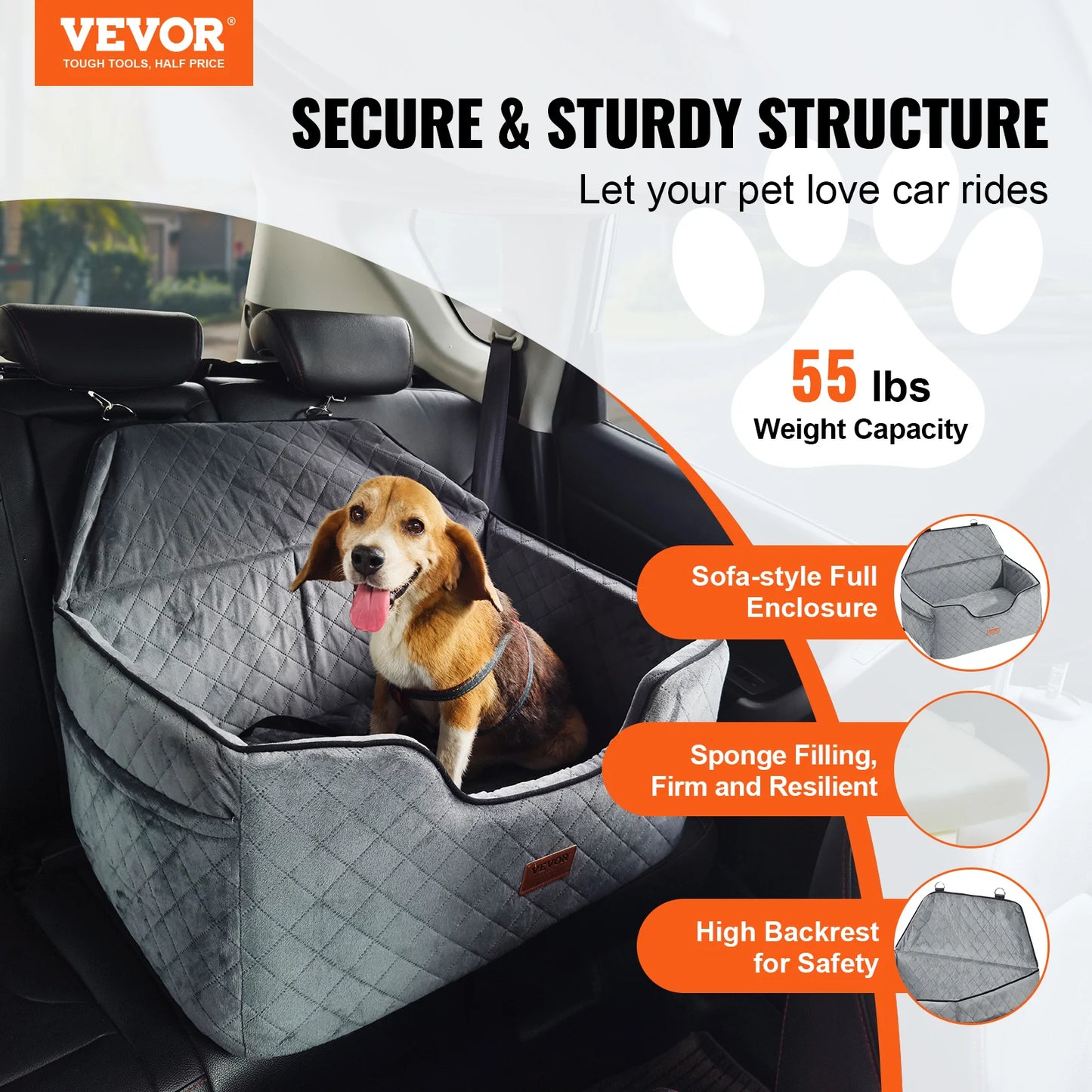 SucceBuy Dog Car Seat Dog Booster Seat for Car with A Storage Pocket