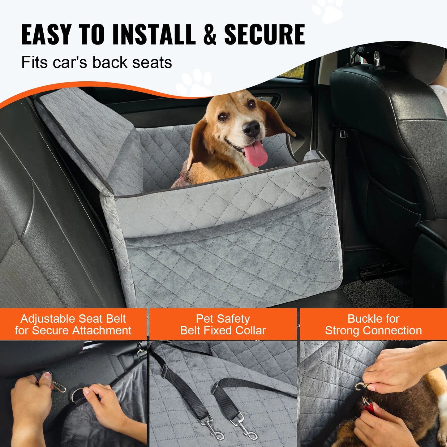 SucceBuy Dog Car Seat Dog Booster Seat for Car with A Storage Pocket