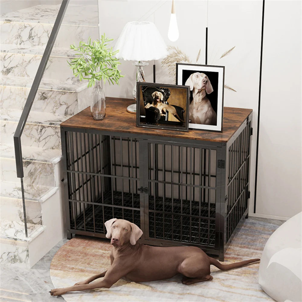 Large Wooden Dog Crate Indoor End Table