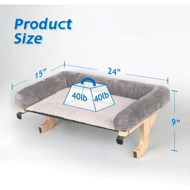 Cat Perch for Window Sill with Bolster - Orthopedic Hammock Design with Premium Hardwood & Robust Metal Frame - Cat Window Seat