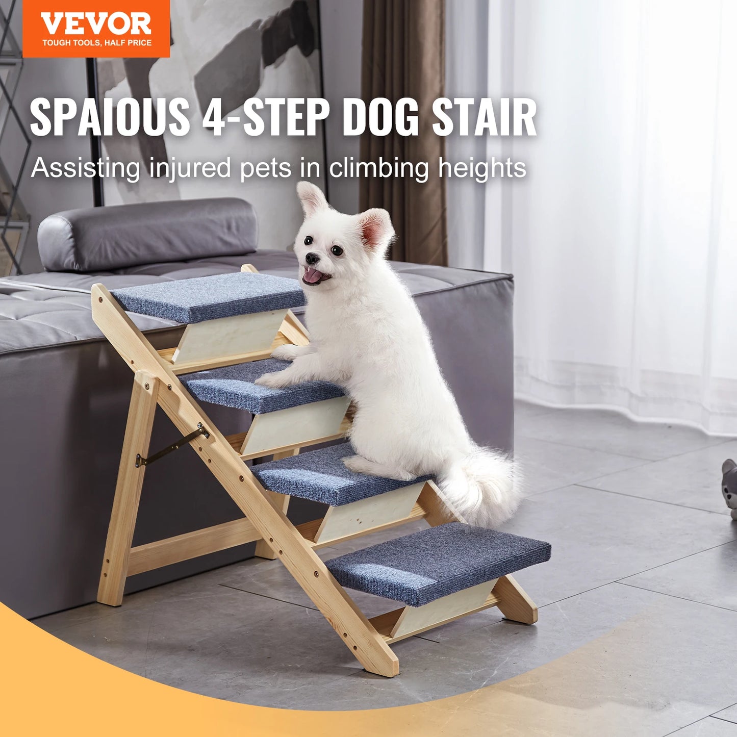 VEVOR Wooden Pet Steps and Ramp Combo