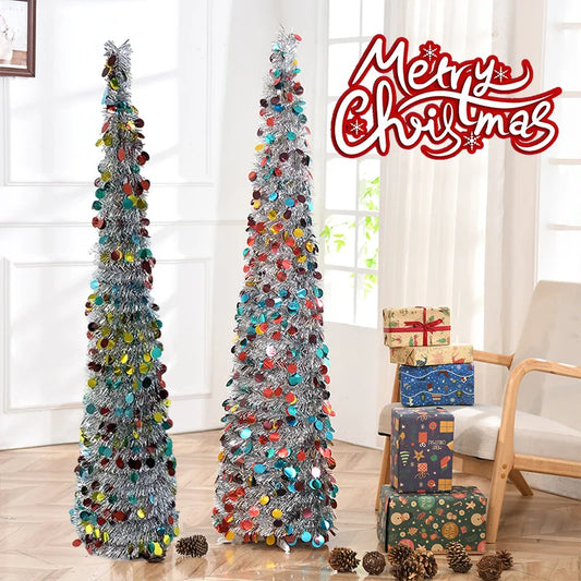 Pop Up Christmas Tree with Silver PET Colorful Round Discs