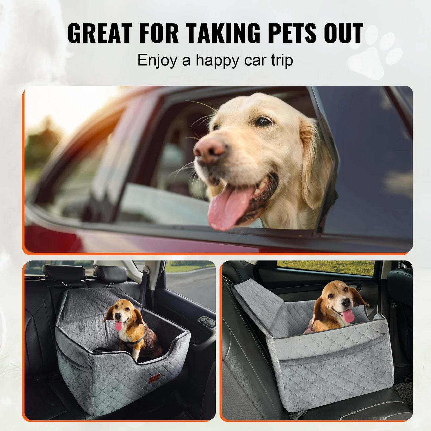SucceBuy Dog Car Seat Dog Booster Seat for Car with A Storage Pocket