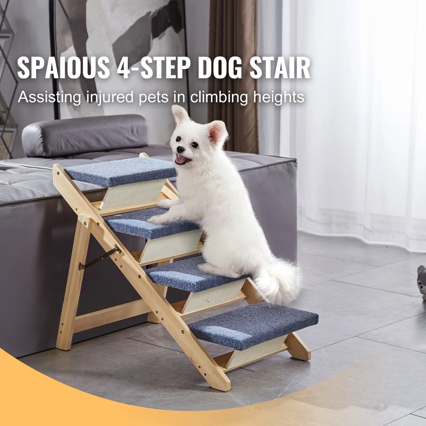 SucceBuy Wooden Pet Steps and Ramp Combo 2-in-1 Design