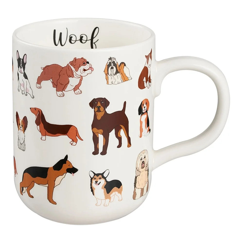 Whimsical Stoneware Dog Mug 4 Pack