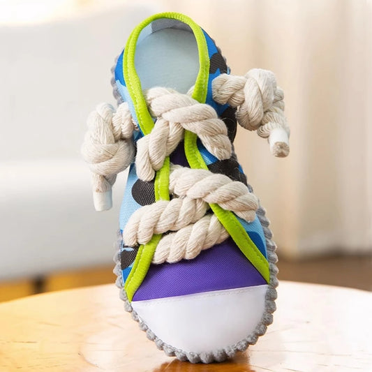 Interactive Grey Canvas Chew Toy for Active Dogs