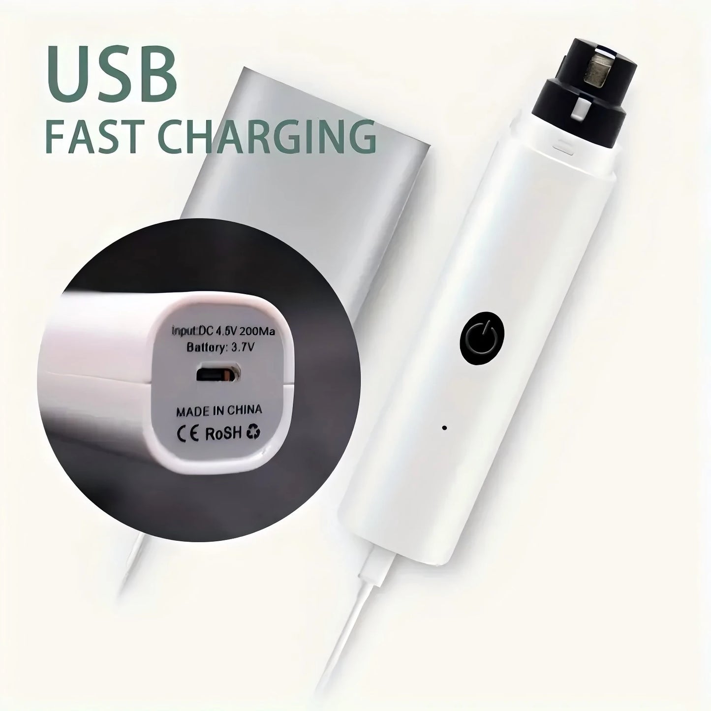 Electric Pet Nail Grinder USB Rechargeable Cat & Dog Nail Clipper with 3 Colors (White,Green,Pink), Safe & Easy Grooming Tool