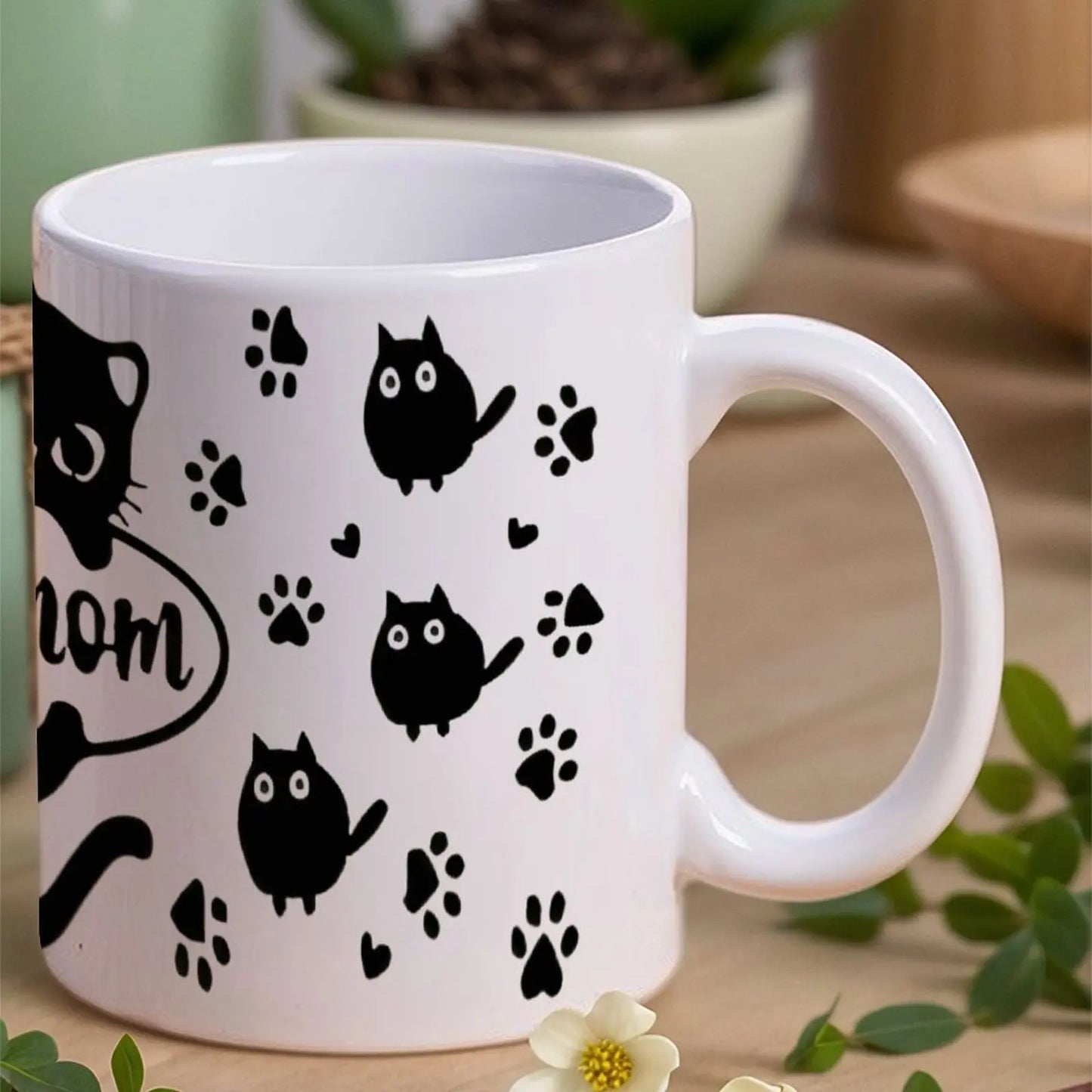 Image Of A Cat Mom Surrounded By Paw Prints Mug