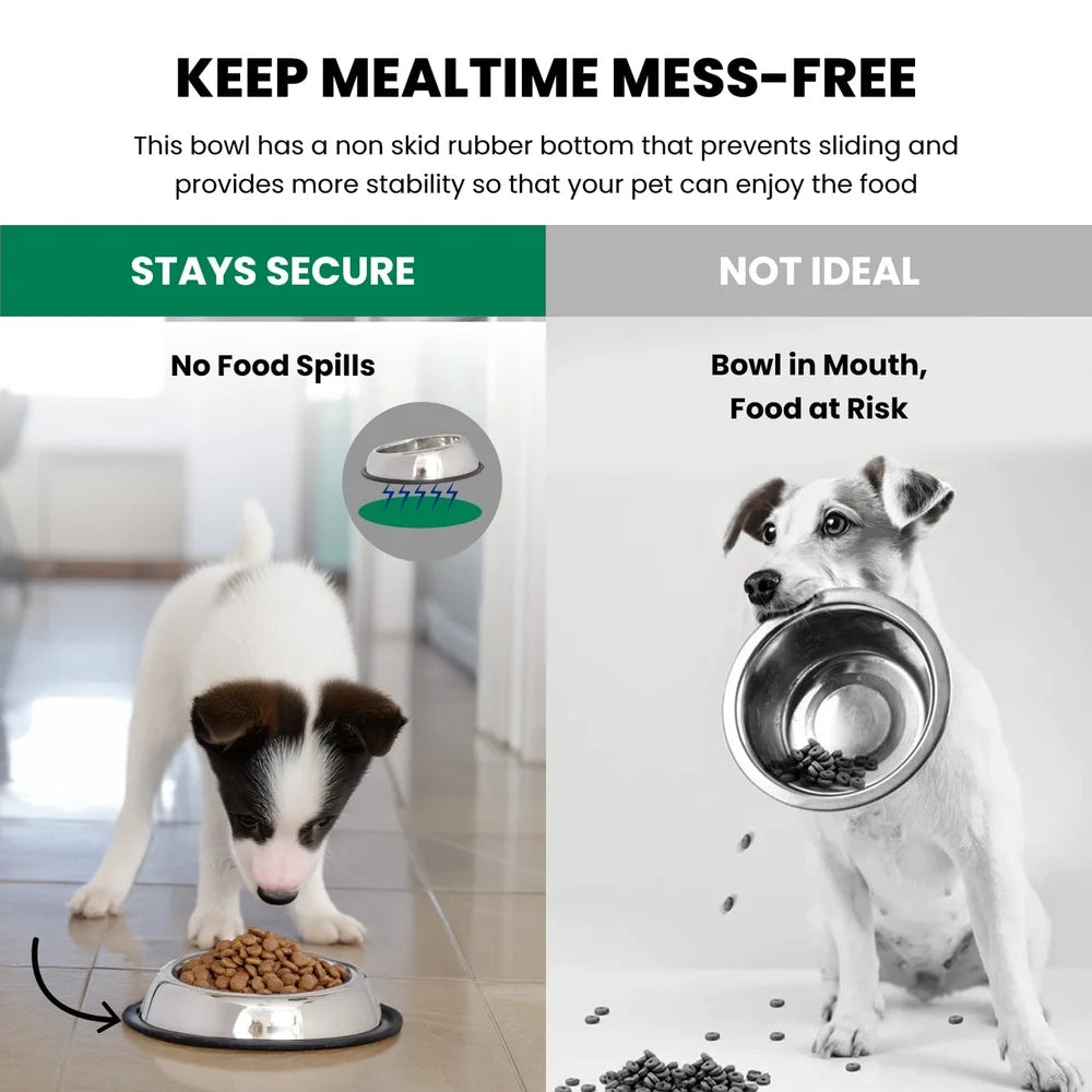 2-Pack Heavy Weight Non-Skid Stainless Steel Pet Bowl Set