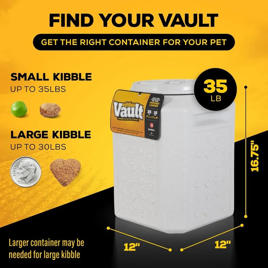 Vittles Vault Pet Food Storage Containers Sealed Dog and Cat Food Storage Container Fits up to 35lbs Made in the USA [12L x 16.