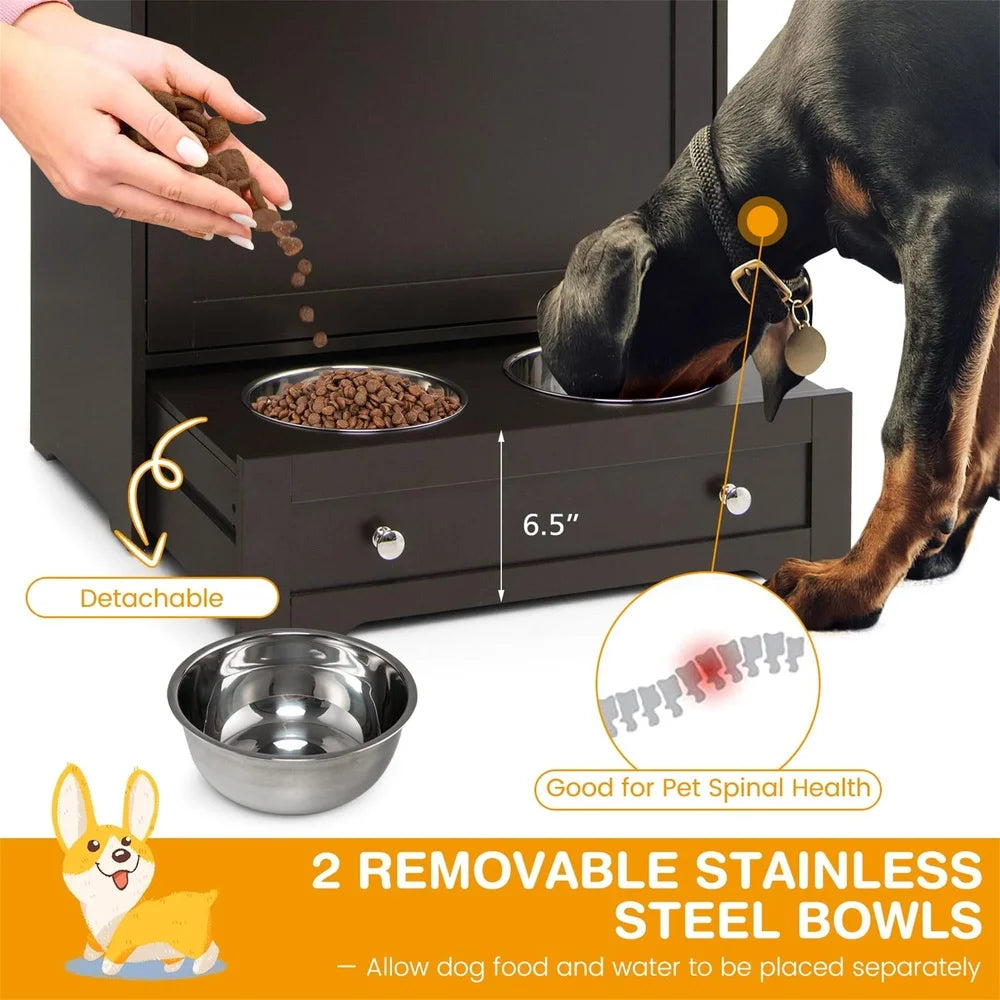 Modern Dog Feeder Station with 2 Elevated Bowls