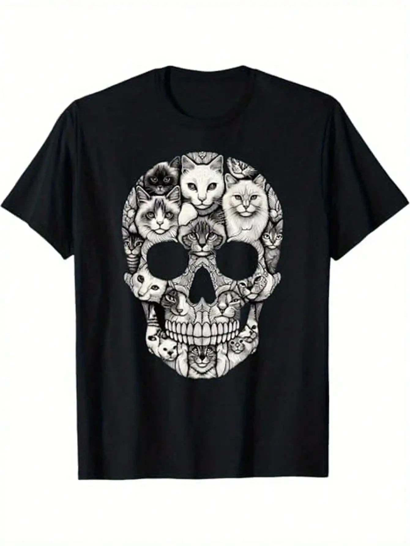 Cat Skull Skeleton Halloween Party Tee