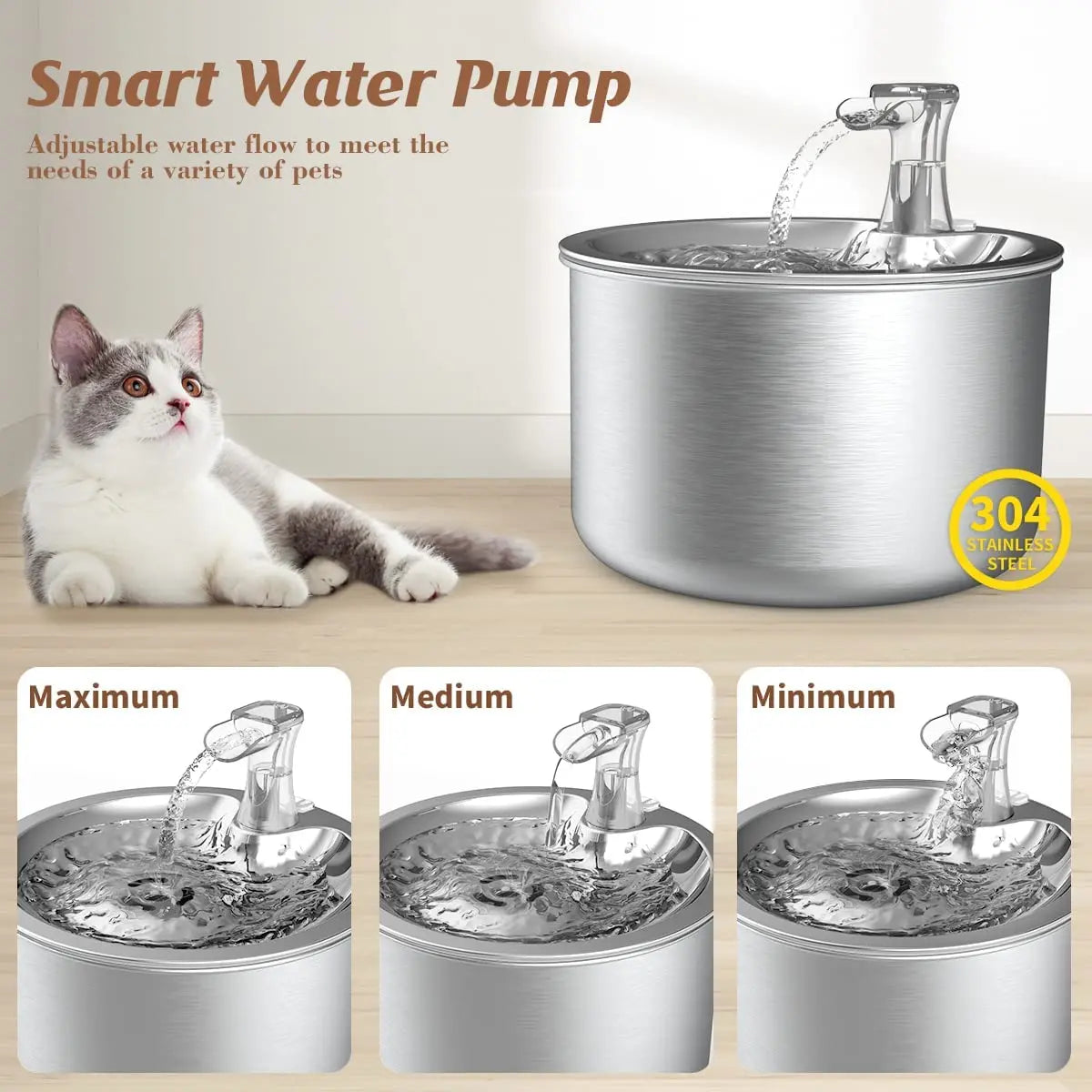2L Fully Stainless Steel Pet Water Dispenser