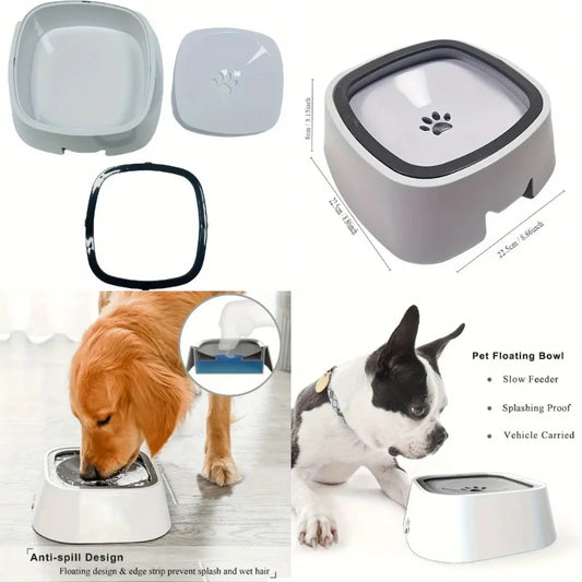 Spill-Proof Plastic Dog Water Bowl with Non-Slip Base & Floating Filter, Portable No-Spill Pet Water Dispenser for Indoor & Outd