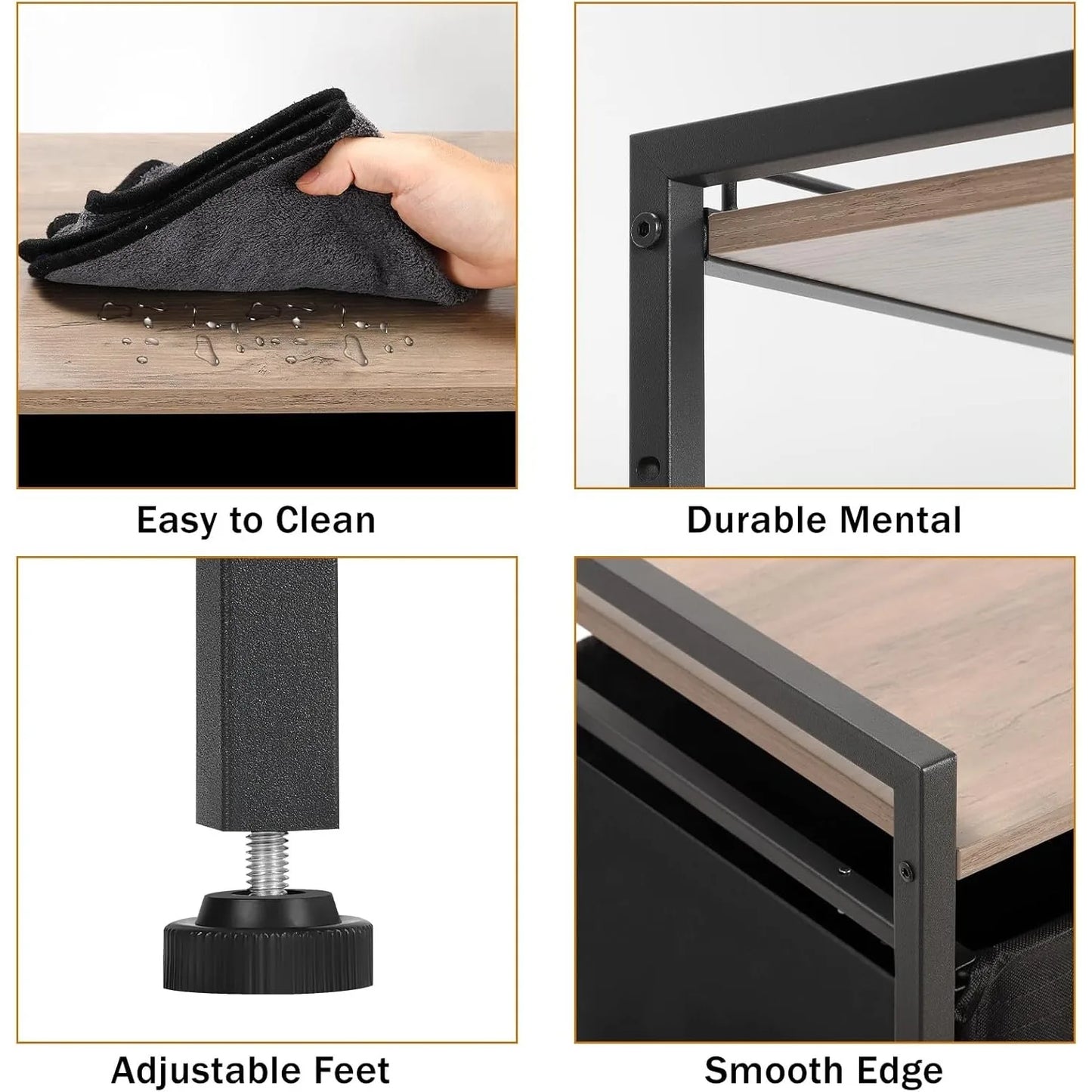 Height Adjustable Dog Bowl Stand w/ Storage Shelf, Raised Feeder Station for Small Medium Dogs, Food & Toys Organizer Bin