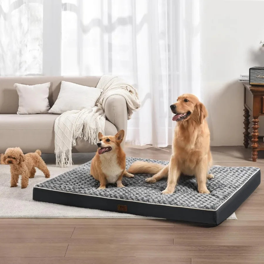 Large Dog Bed for Large Jumbo Medium Dogs Orthopedic Pet Bed Waterproof Mattress with Removable Washable Cover Thick Egg Crate