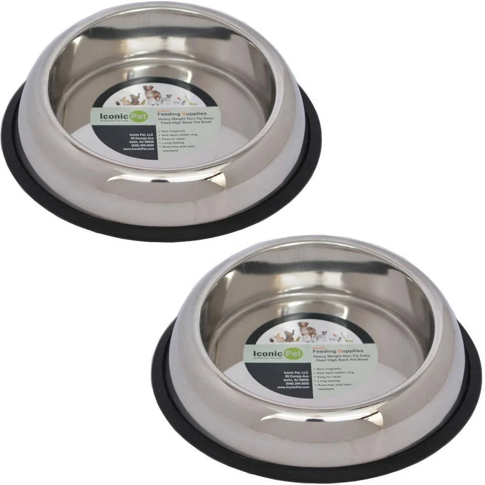 2-Pack Heavy Weight Non-Skid Stainless Steel Pet Bowl Set