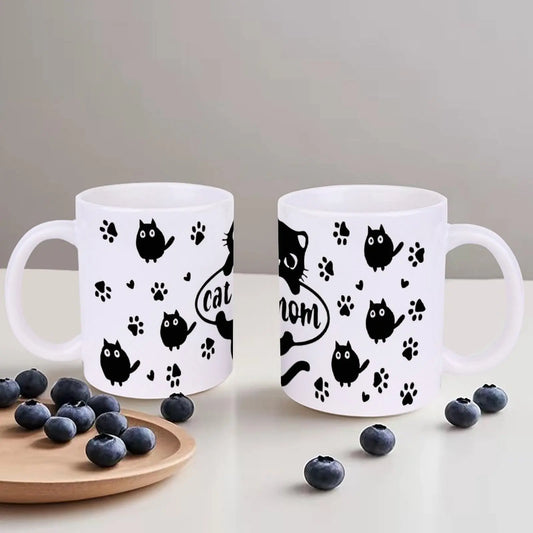 Image Of A Cat Mom Surrounded By Paw Prints Mug