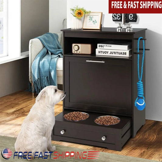 Modern Dog Feeder Station with 2 Elevated Bowls