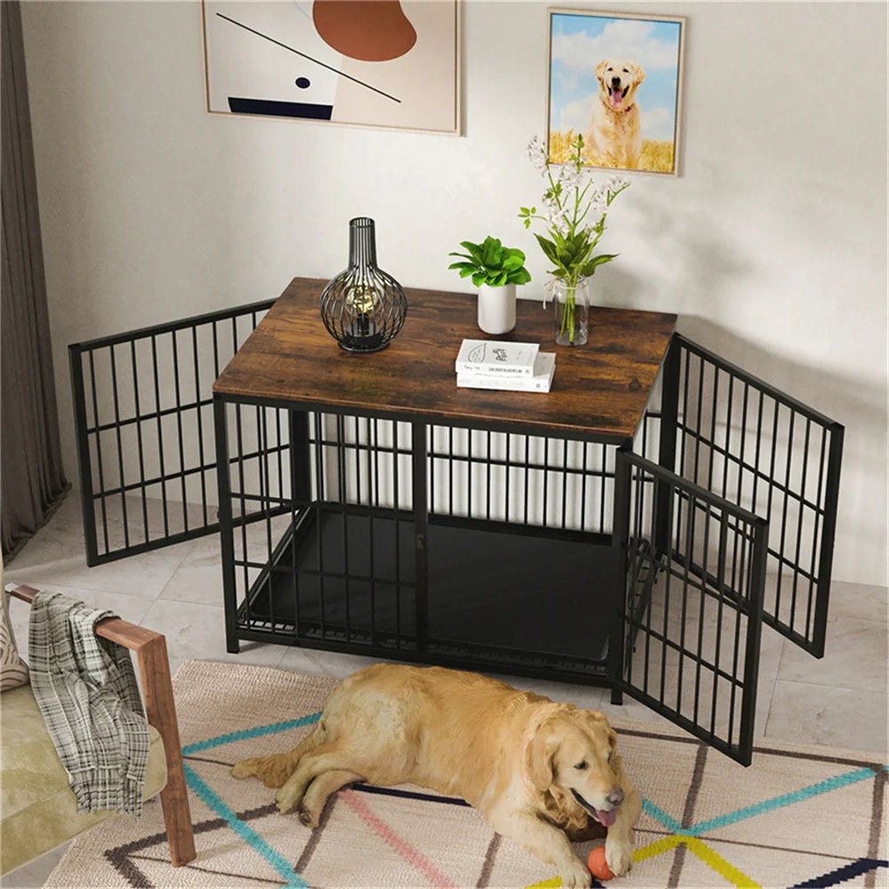 Large Wooden Dog Crate Indoor End Table