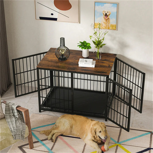 Large Wooden Dog Crate Indoor End Table