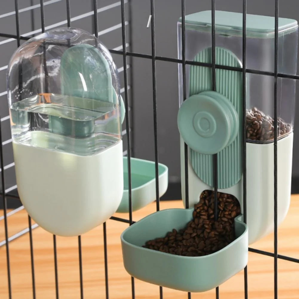 27oz Automatic Pet Bowl Cage Hanging Feeder Pet Water Bottle Food Container Dispenser Bowl For Puppy Cat Rabbit Pet Feeding Tool