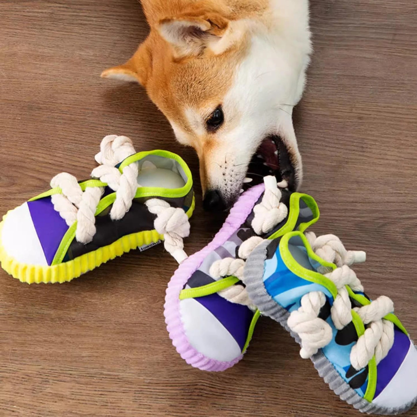 Interactive Grey Canvas Chew Toy for Active Dogs