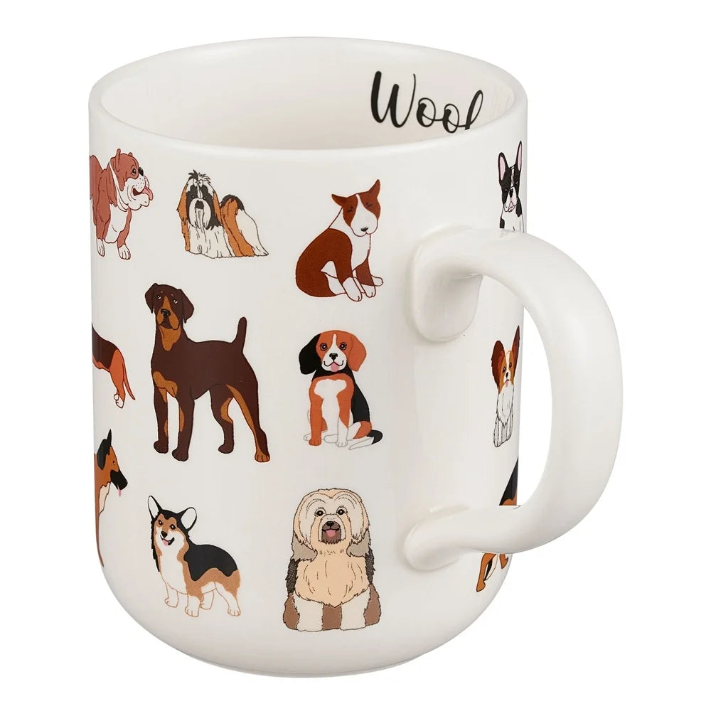 Whimsical Stoneware Dog Mug 4 Pack