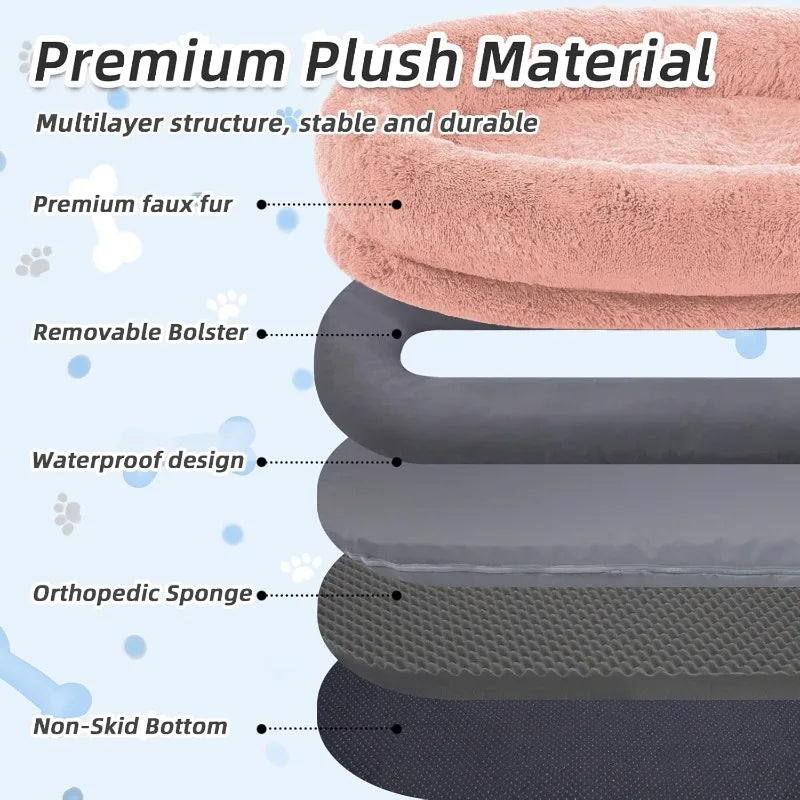 Human Dog Bed, 71''x45''x12'' Size Fits You and Pets, Washable Faux Fur for People Doze Off, Napping Orthopedic, Present Plump P