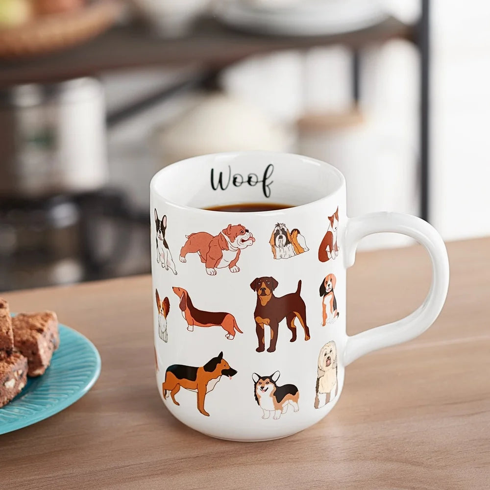 Whimsical Stoneware Dog Mug 4 Pack