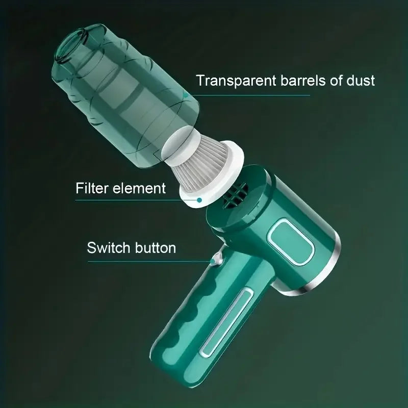 Powerful Cordless Handheld Vacuum for Car, Home, Pet Hair, Rechargeable, Portable Dustbuster, Strong Suction, Quick Charge, 2-in