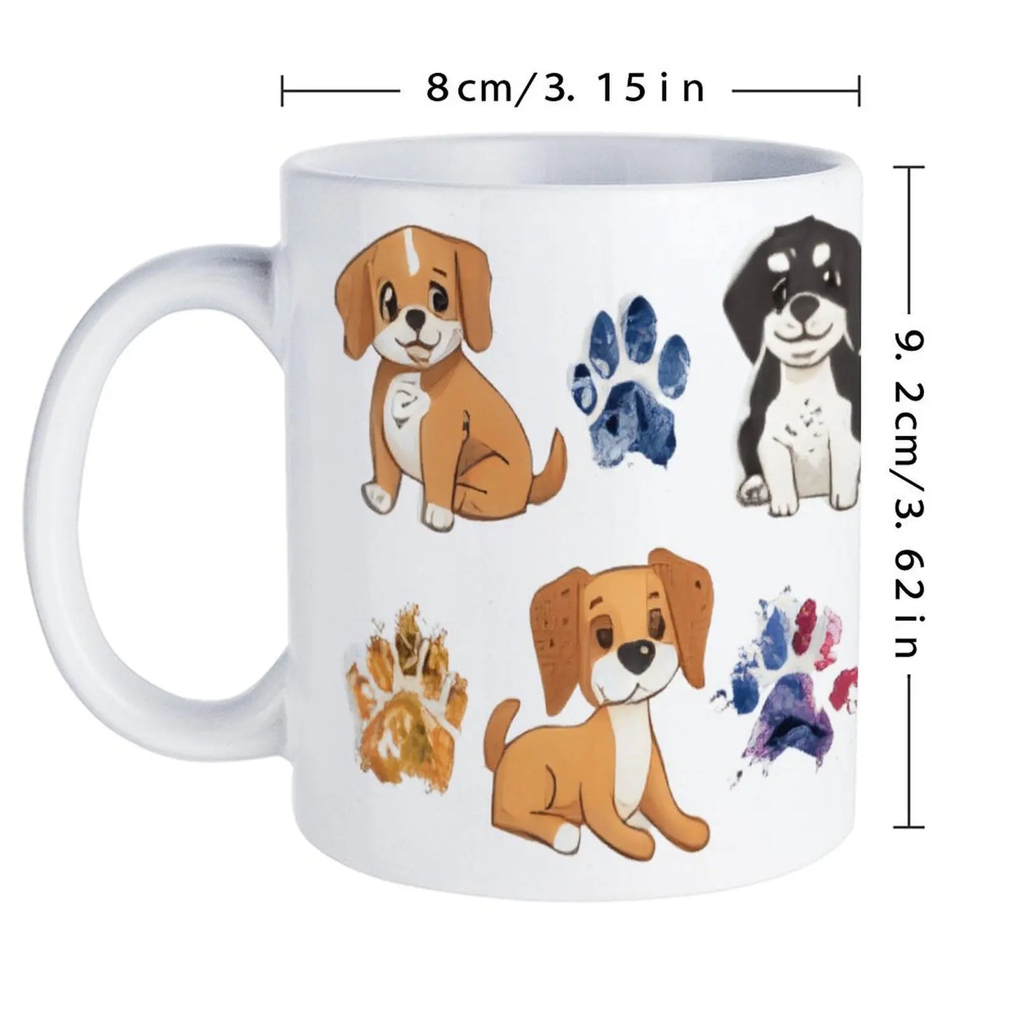 Cute Puppies With Paw Prints Custom Mug, 330ml Coffee Mugs