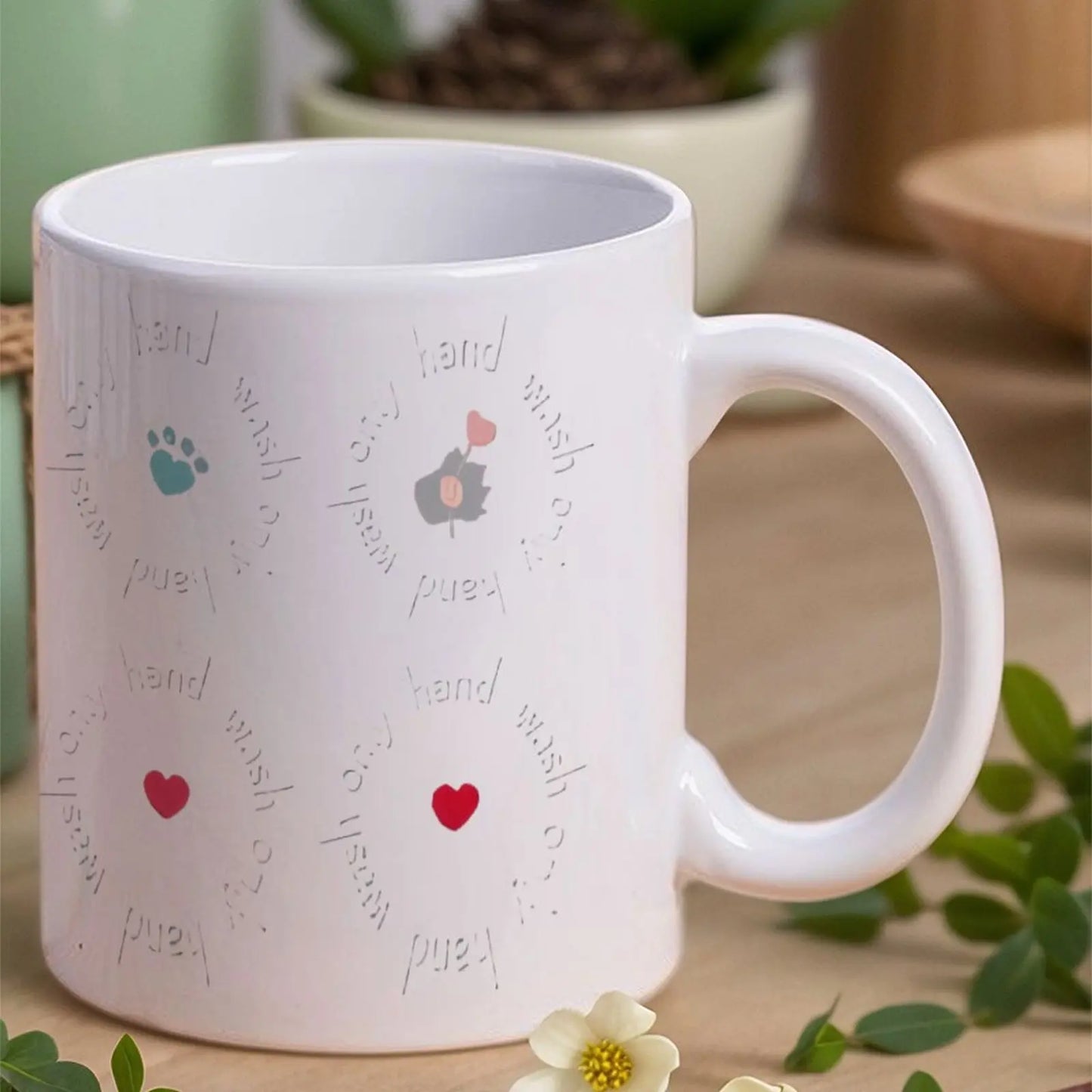 Stickers With A Cat And Paw Prints, 330ml Custom Mug