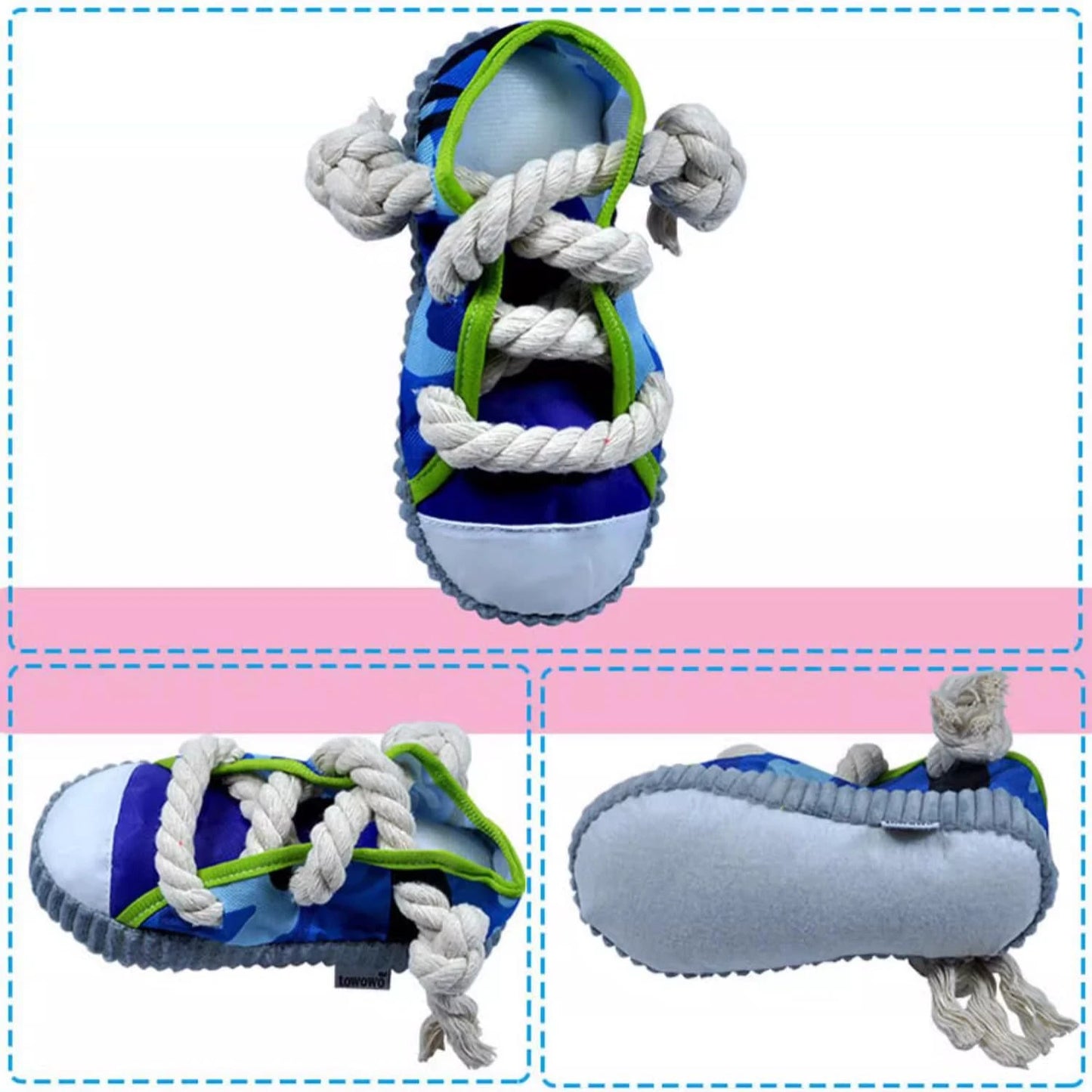 Interactive Grey Canvas Chew Toy for Active Dogs