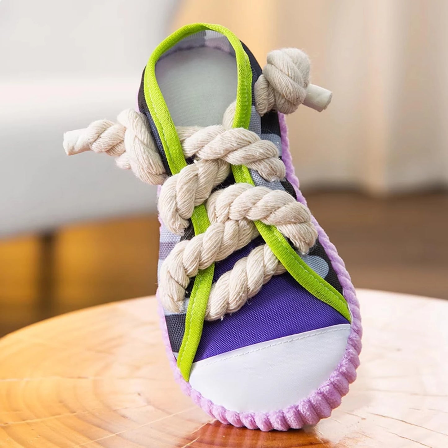 Interactive Grey Canvas Chew Toy for Active Dogs